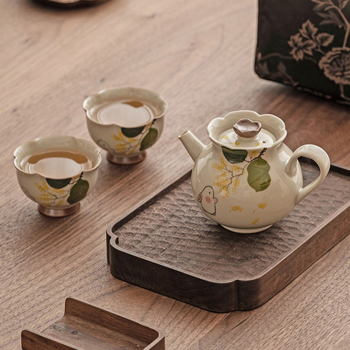 Tasse à thé en céramique peinte à la main en forme de lapin Osmanthus de petite taille avec Buddha Stones Tasse à thé Kung Fu 40 ml