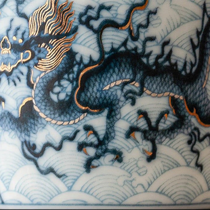 Petite tasse à thé en céramique à motif de dragon bleu et blanc Buddha Stones Tasses à thé Kung Fu 45 ml