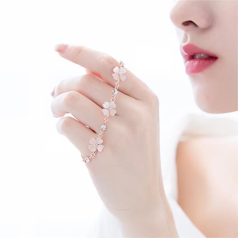 Bracelet chaîne d'amour en cristal rose avec trèfle à quatre feuilles et Buddha Stones