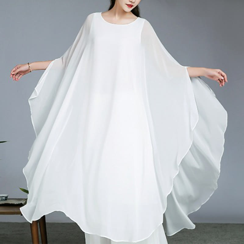 Robe mi-longue à motif simple Buddha Stones , pantalon à jambe large, vêtements de méditation, de pratique spirituelle zen, de yoga et de danse - Blanc - Robe midi (robe uniquement) - US8-10，UK/AU12-14，EU40-42 (2XL) - image 6