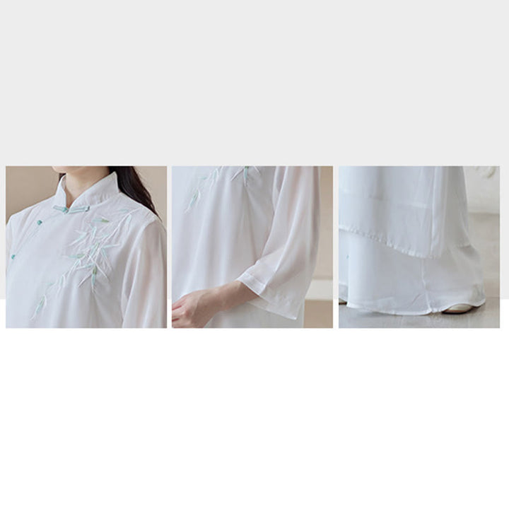 Robe Cheongsam en bambou Buddha Stones, robe mi-longue, pantalon large, vêtements de pratique spirituelle zen pour la méditation - image 10