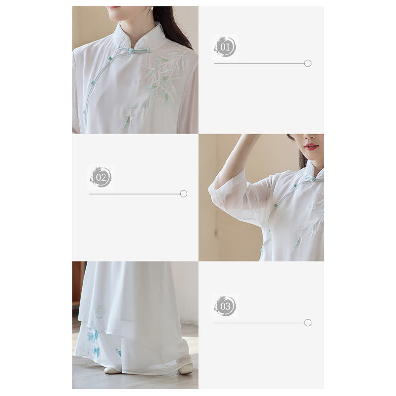 Robe Cheongsam en bambou Buddha Stones, robe mi-longue, pantalon large, vêtements de pratique spirituelle zen pour la méditation - image 9