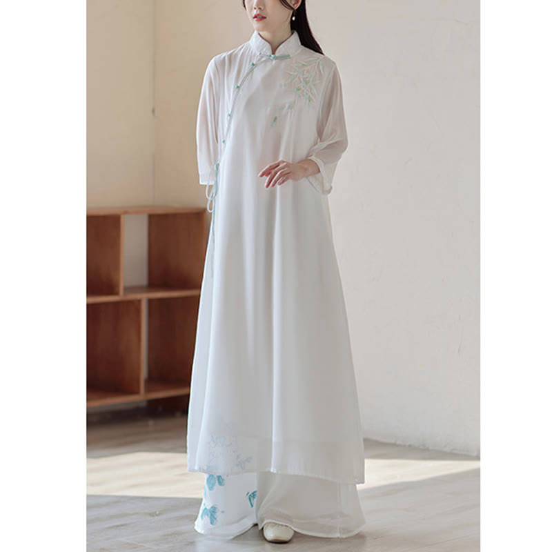 Robe Cheongsam en bambou Buddha Stones, robe mi-longue, pantalon large, vêtements de pratique spirituelle zen pour la méditation - image 7