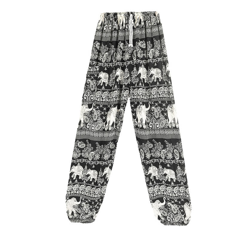 Pantalon de yoga ample à motif d'éléphant avec Buddha Stones et pantalon sarouel pour femme - Noir - US 2-8/10, UK/AU 6-12/14, EU 34-40/42 (F) - image 9