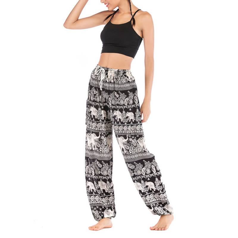 Pantalon de yoga ample à motif d'éléphant avec Buddha Stones et pantalon sarouel pour femme - image 10