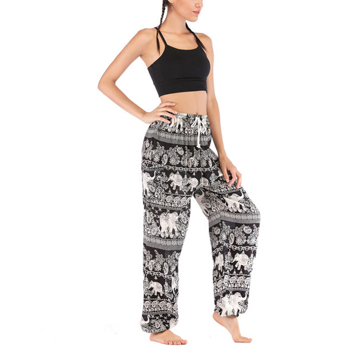 Pantalon de yoga ample à motif d'éléphant avec Buddha Stones et pantalon sarouel pour femme - image 13