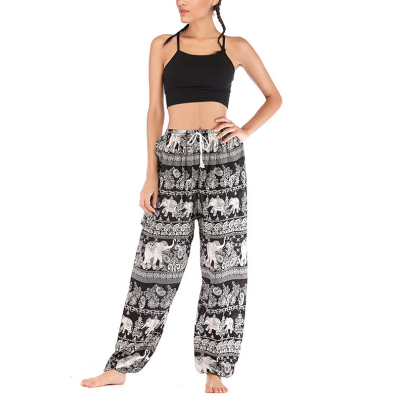 Pantalon de yoga ample à motif d'éléphant avec Buddha Stones et pantalon sarouel pour femme - image 12
