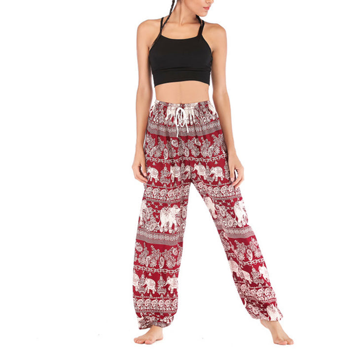 Pantalon de yoga ample à motif d'éléphant avec Buddha Stones et pantalon sarouel pour femme - image 2