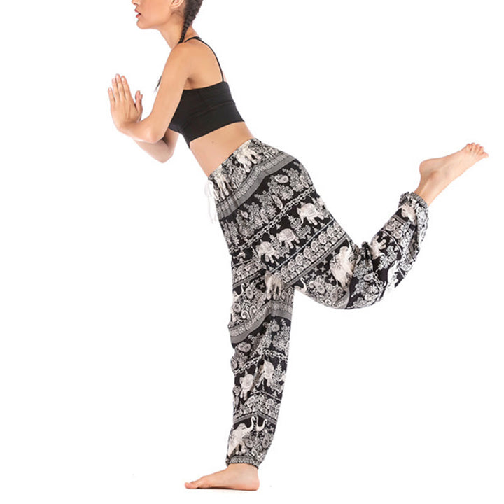 Pantalon de yoga ample à motif d'éléphant avec Buddha Stones et pantalon sarouel pour femme - image 15