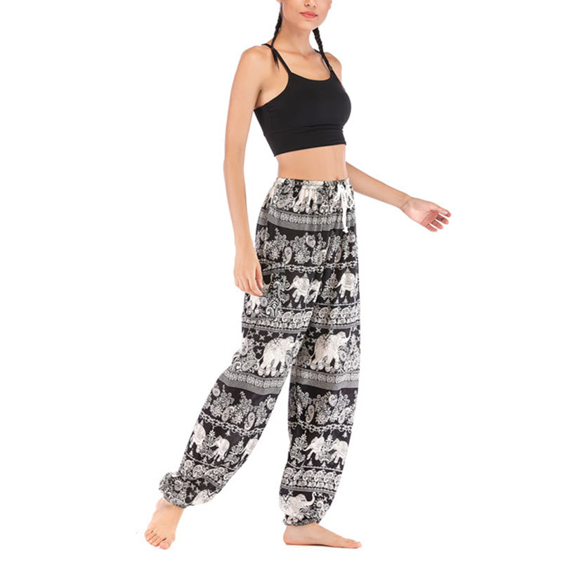 Pantalon de yoga ample à motif d'éléphant avec Buddha Stones et pantalon sarouel pour femme - image 17