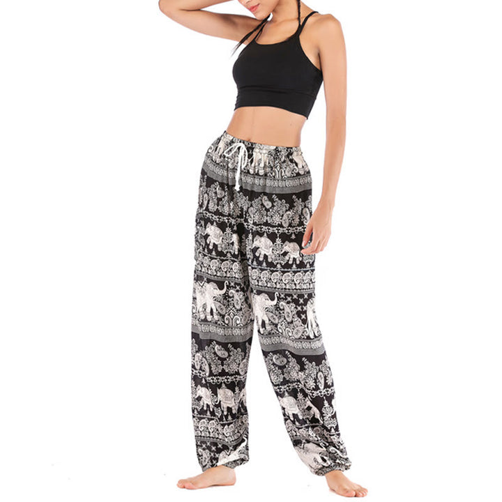 Pantalon de yoga ample à motif d'éléphant avec Buddha Stones et pantalon sarouel pour femme - image 17