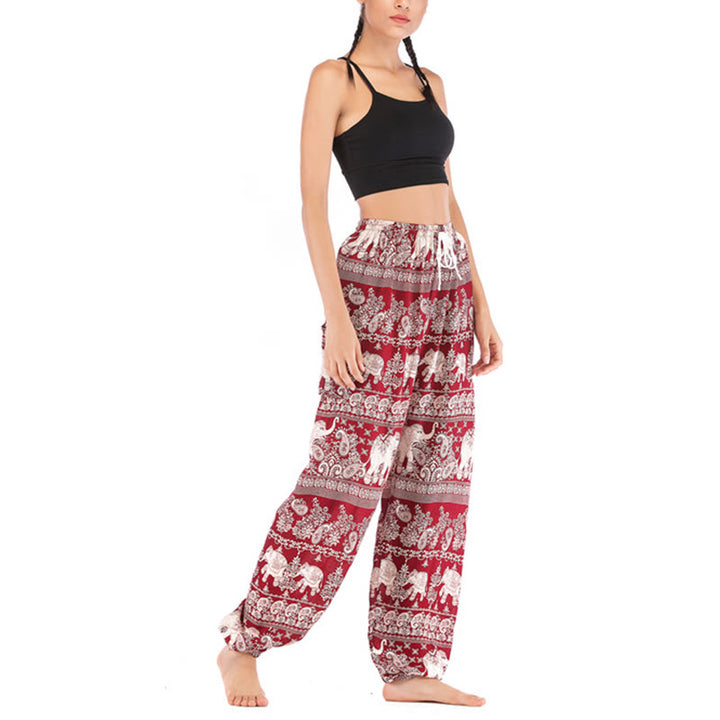 Pantalon de yoga ample à motif d'éléphant avec Buddha Stones et pantalon sarouel pour femme - image 3