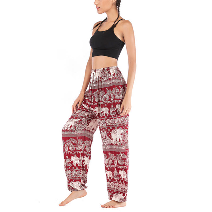 Pantalon de yoga ample à motif d'éléphant avec Buddha Stones et pantalon sarouel pour femme - image 7