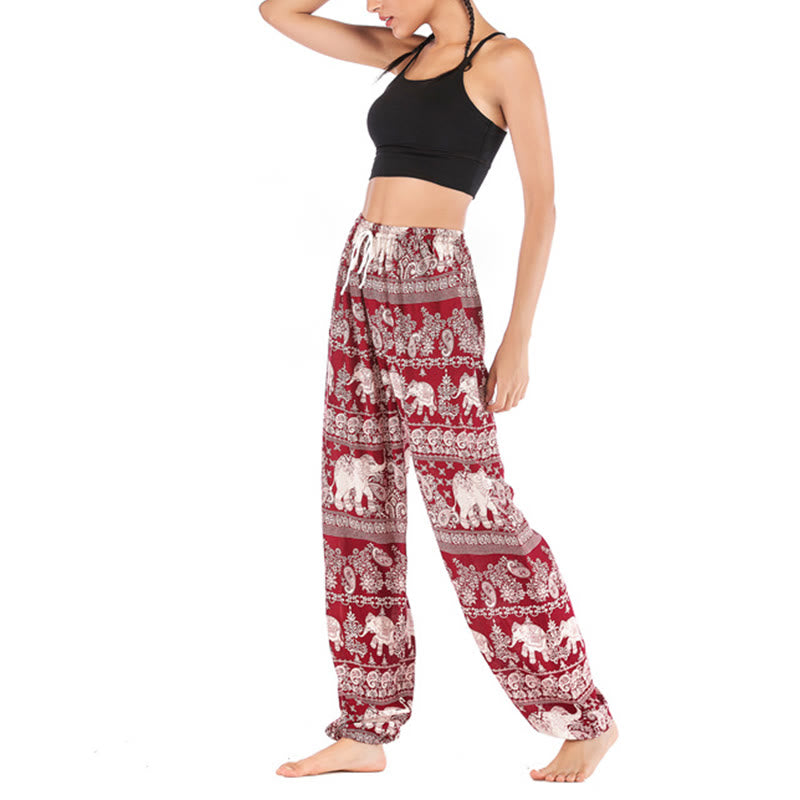 Pantalon de yoga ample à motif d'éléphant avec Buddha Stones et pantalon sarouel pour femme - image 8