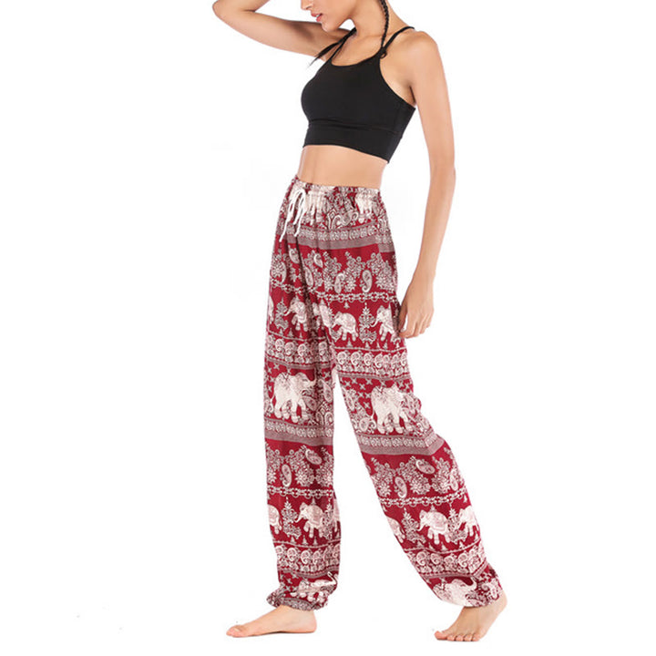 Pantalon de yoga ample à motif d'éléphant avec Buddha Stones et pantalon sarouel pour femme - image 8