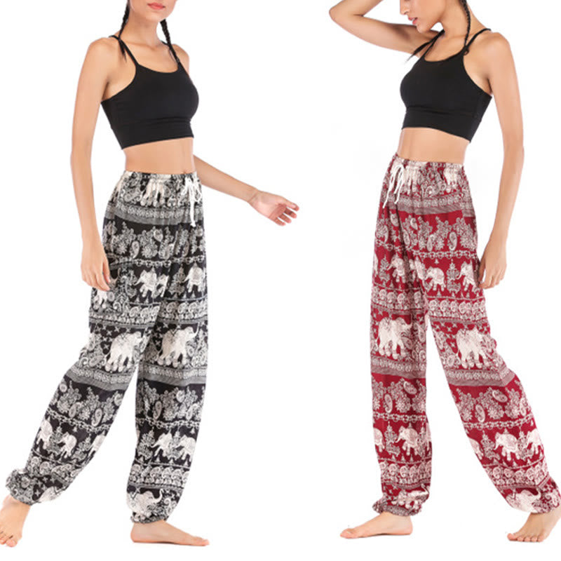 Pantalon de yoga ample à motif d'éléphant avec Buddha Stones et pantalon sarouel pour femme - image 18