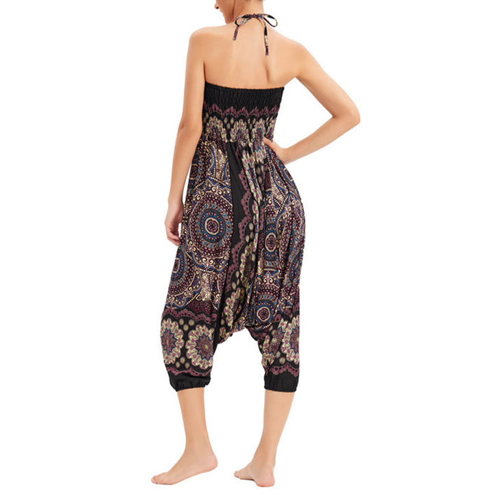 Pantalon sarouel ample à smocks avec motif de fleurs mandala et deux styles de Buddha Stones - image 12