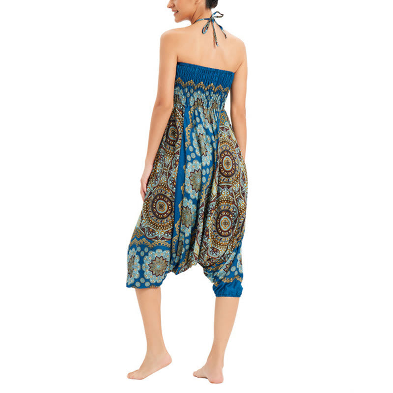 Pantalon sarouel ample à smocks avec motif de fleurs mandala et deux styles de Buddha Stones - image 32