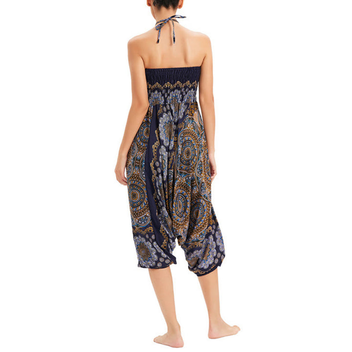 Pantalon sarouel ample à smocks avec motif de fleurs mandala et deux styles de Buddha Stones - image 26