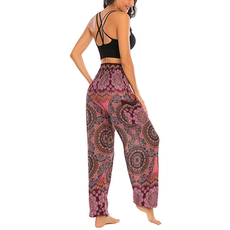 Pantalon de yoga ample à motif géométrique rond avec Buddha Stones Boho pour femme - image 20