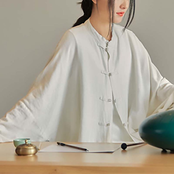Chemise à boutons de grenouille unie avec Buddha Stones Haut de méditation Zen Tai Chi Vêtements Veste en coton et lin - image 16