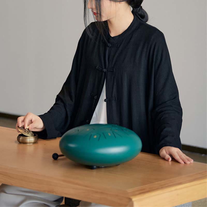 Chemise à boutons de grenouille unie avec Buddha Stones Haut de méditation Zen Tai Chi Vêtements Veste en coton et lin - image 24