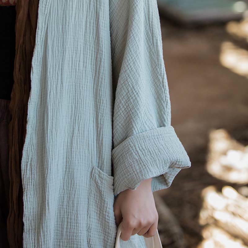 Manteau à manches longues uni avec Buddha Stones , veste en coton à haut ouvert sur le devant pour méditation zen - image 7