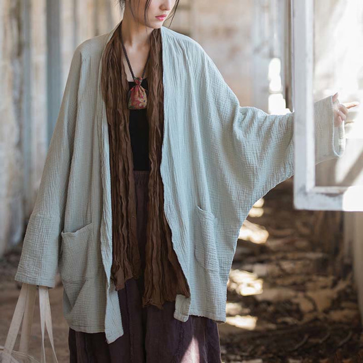 Manteau à manches longues uni avec Buddha Stones , veste en coton à haut ouvert sur le devant pour méditation zen - image 14