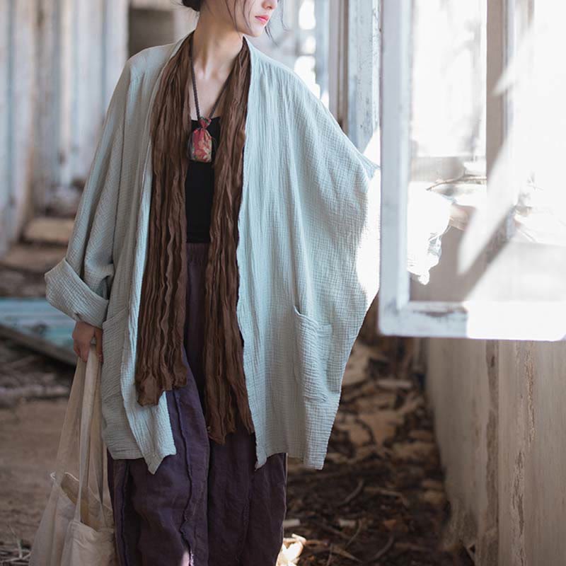 Manteau à manches longues uni avec Buddha Stones , veste en coton à haut ouvert sur le devant pour méditation zen - image 9
