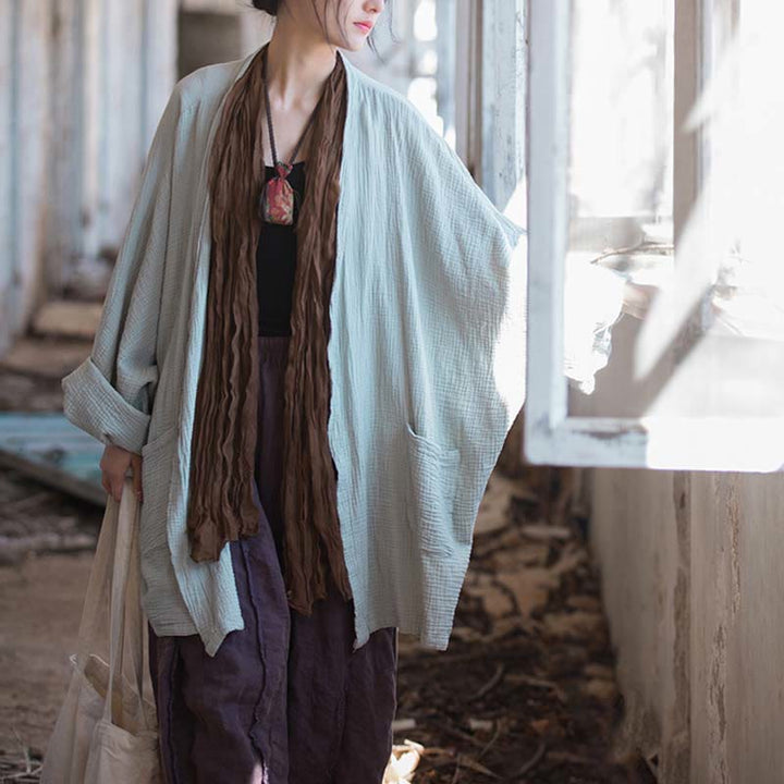 Manteau à manches longues uni avec Buddha Stones , veste en coton à haut ouvert sur le devant pour méditation zen - image 9