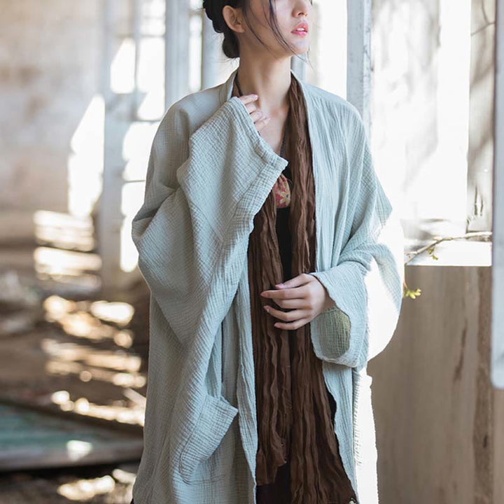 Manteau à manches longues uni avec Buddha Stones , veste en coton à haut ouvert sur le devant pour méditation zen - image 11