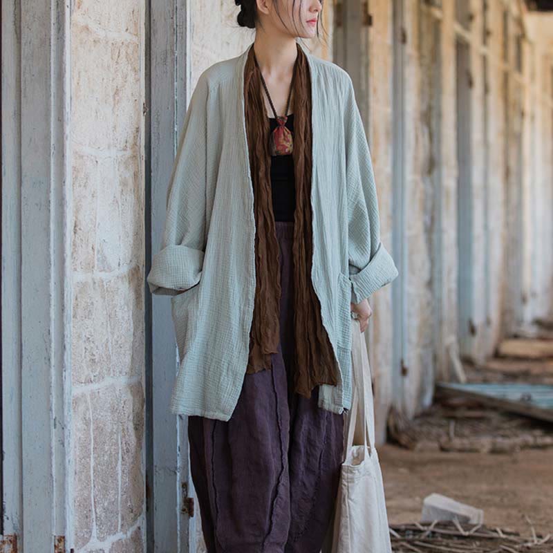 Manteau à manches longues uni avec Buddha Stones , veste en coton à haut ouvert sur le devant pour méditation zen - image 8