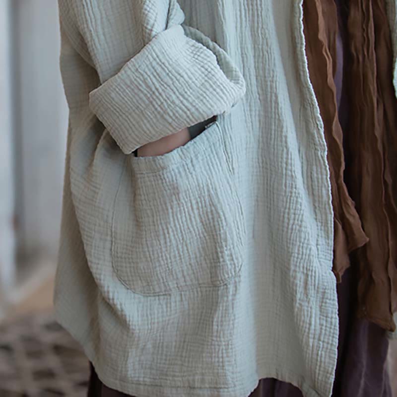 Manteau à manches longues uni avec Buddha Stones , veste en coton à haut ouvert sur le devant pour méditation zen - image 6