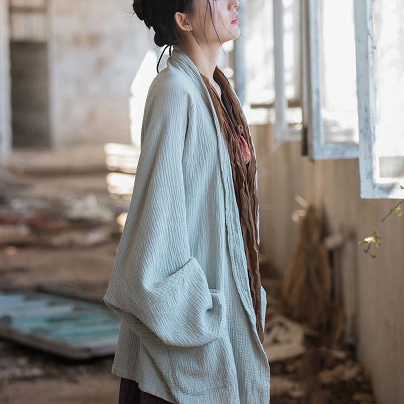 Manteau à manches longues uni avec Buddha Stones , veste en coton à haut ouvert sur le devant pour méditation zen - image 12