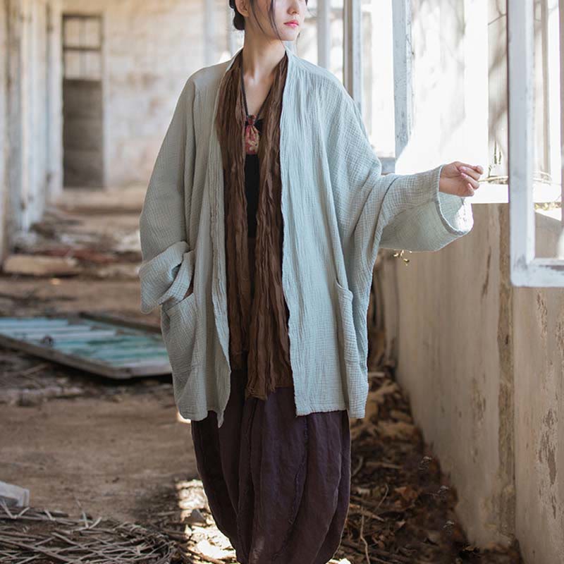 Manteau à manches longues uni avec Buddha Stones , veste en coton à haut ouvert sur le devant pour méditation zen - image 15