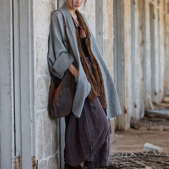 Manteau à manches longues uni avec Buddha Stones , veste en coton à haut ouvert sur le devant pour méditation zen - image 25