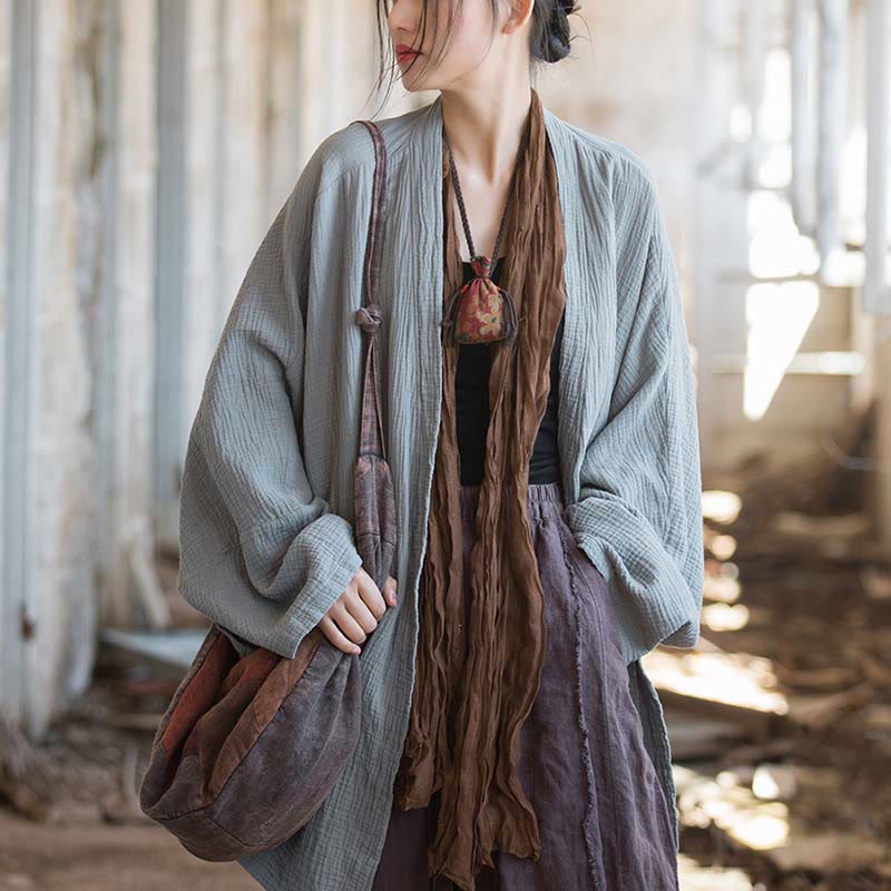 Manteau à manches longues uni avec Buddha Stones , veste en coton à haut ouvert sur le devant pour méditation zen - image 18