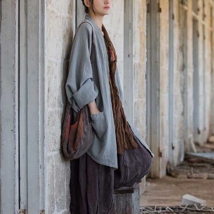 Manteau à manches longues uni avec Buddha Stones , veste en coton à haut ouvert sur le devant pour méditation zen - image 24