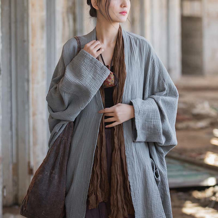 Manteau à manches longues uni avec Buddha Stones , veste en coton à haut ouvert sur le devant pour méditation zen - image 19