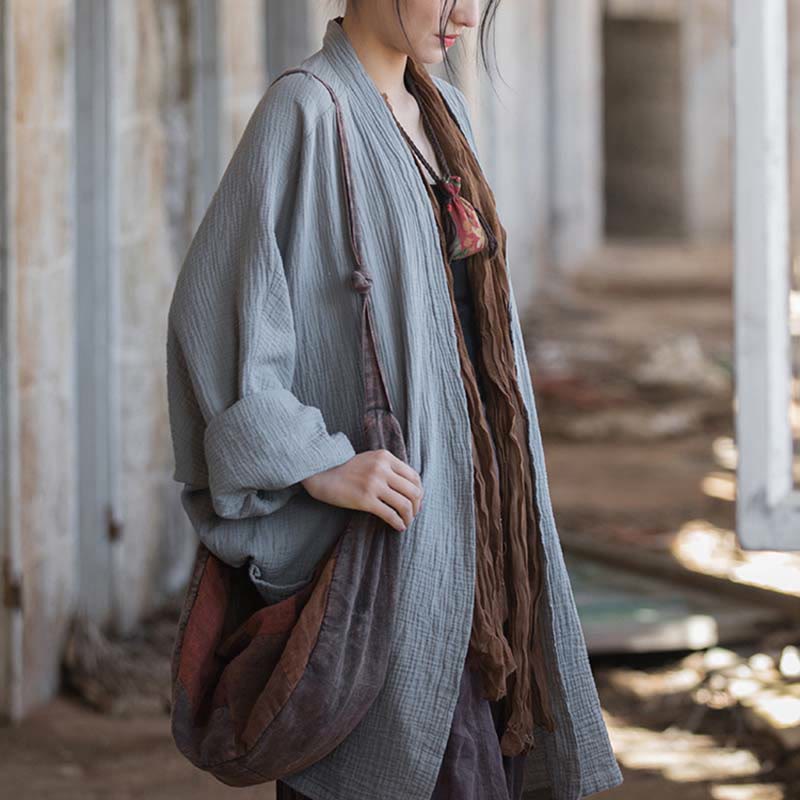 Manteau à manches longues uni avec Buddha Stones , veste en coton à haut ouvert sur le devant pour méditation zen - image 28