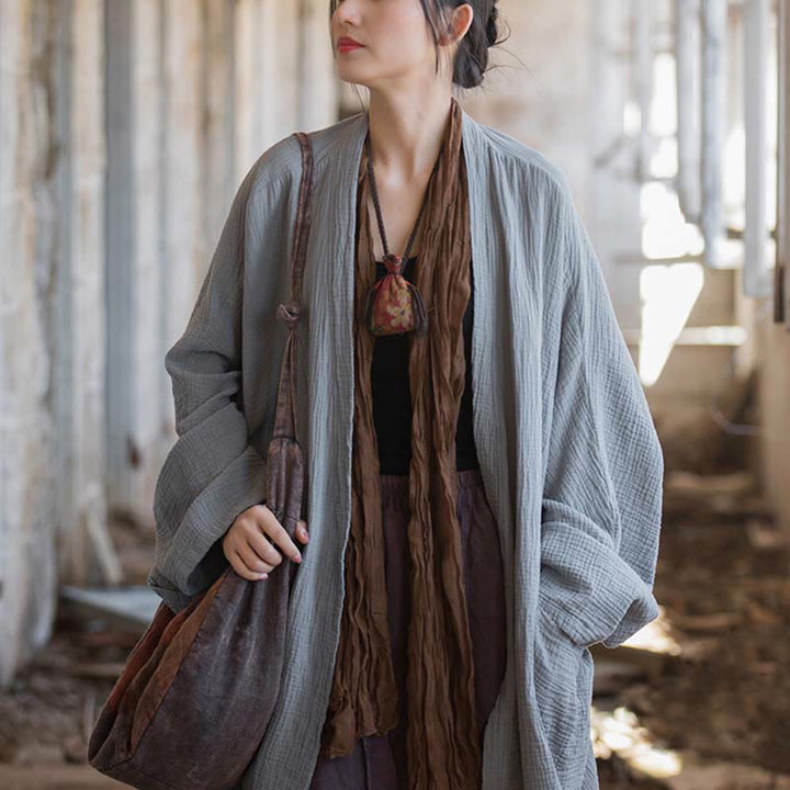 Manteau à manches longues uni avec Buddha Stones , veste en coton à haut ouvert sur le devant pour méditation zen - image 29