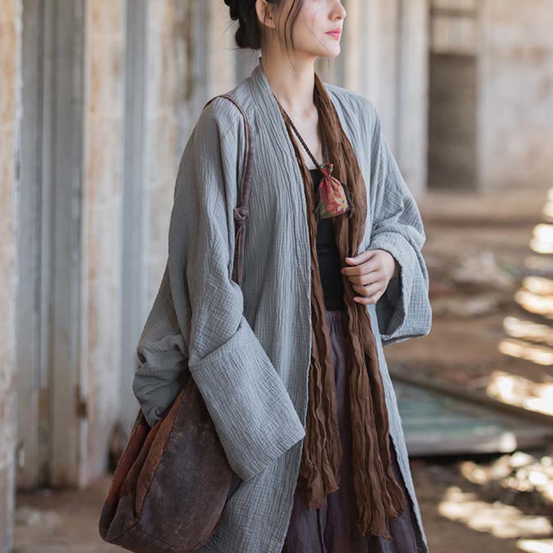 Manteau à manches longues uni avec Buddha Stones , veste en coton à haut ouvert sur le devant pour méditation zen - image 20