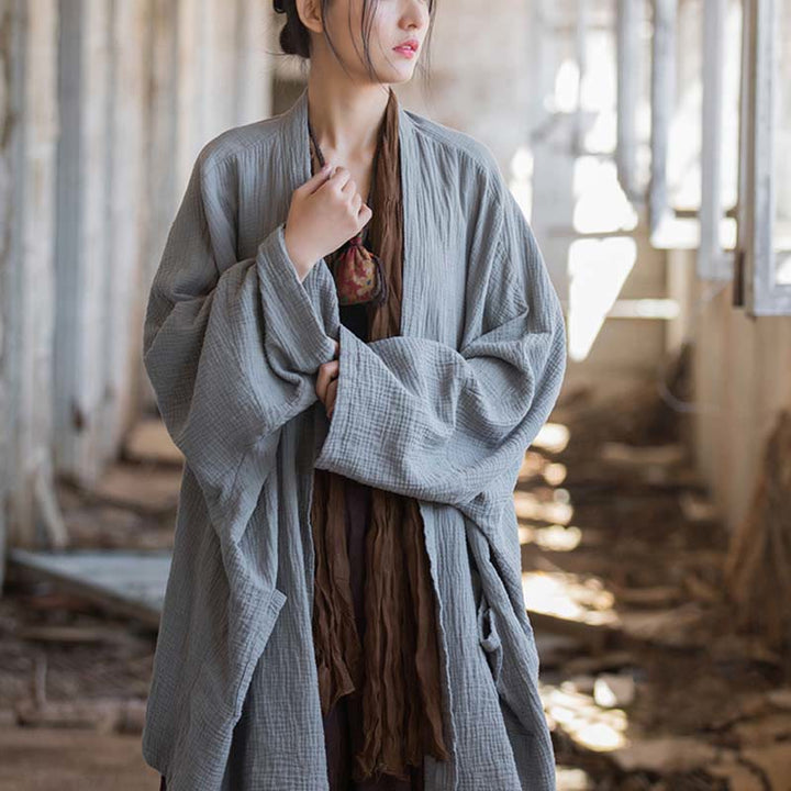 Manteau à manches longues uni avec Buddha Stones , veste en coton à haut ouvert sur le devant pour méditation zen - image 30