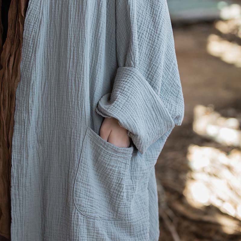 Manteau à manches longues uni avec Buddha Stones , veste en coton à haut ouvert sur le devant pour méditation zen - image 22