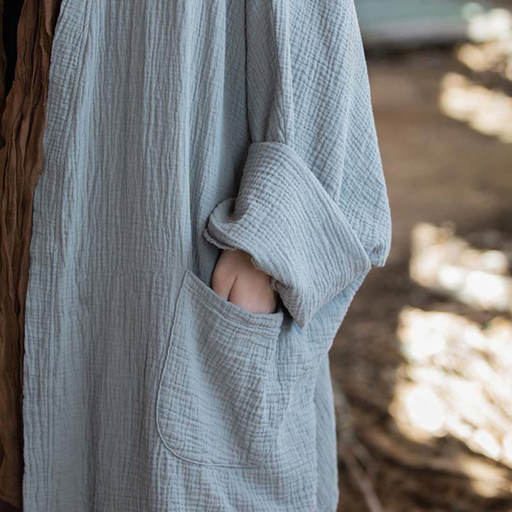 Manteau à manches longues uni avec Buddha Stones , veste en coton à haut ouvert sur le devant pour méditation zen - image 22