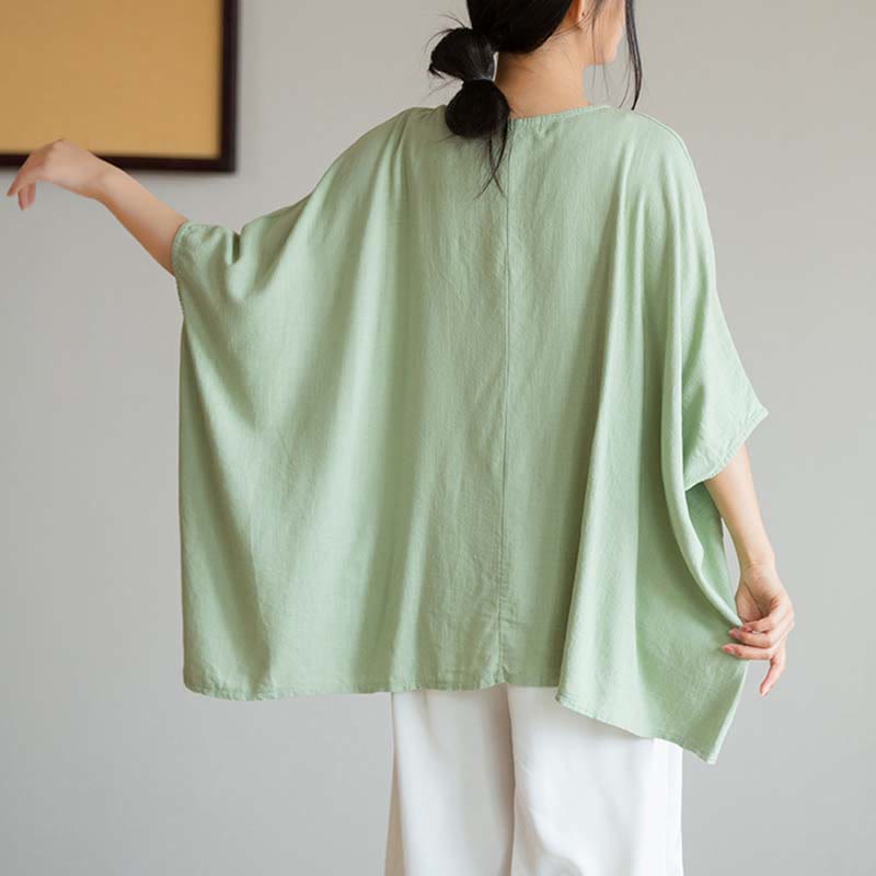 T-shirt ample à manches trois-quarts et Buddha Stones de couleur unie - image 18