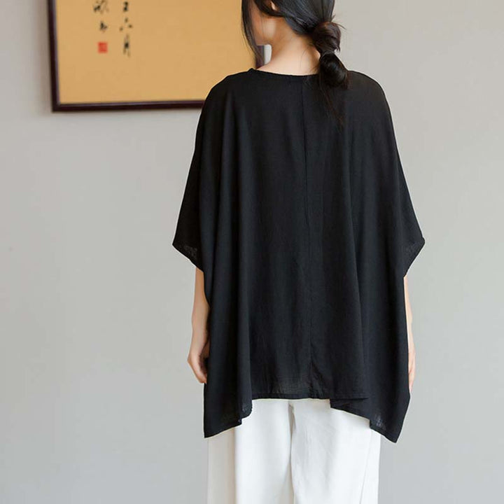 T-shirt ample à manches trois-quarts et Buddha Stones de couleur unie - image 22