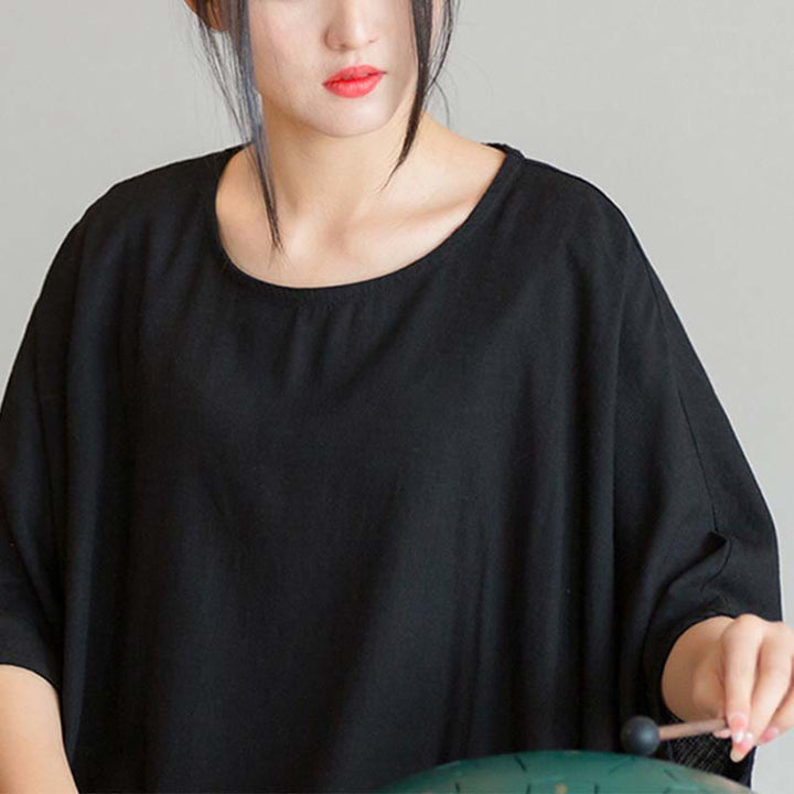 T-shirt ample à manches trois-quarts et Buddha Stones de couleur unie - image 21