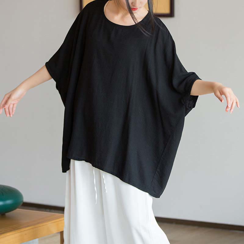 T-shirt ample à manches trois-quarts et Buddha Stones de couleur unie - image 23