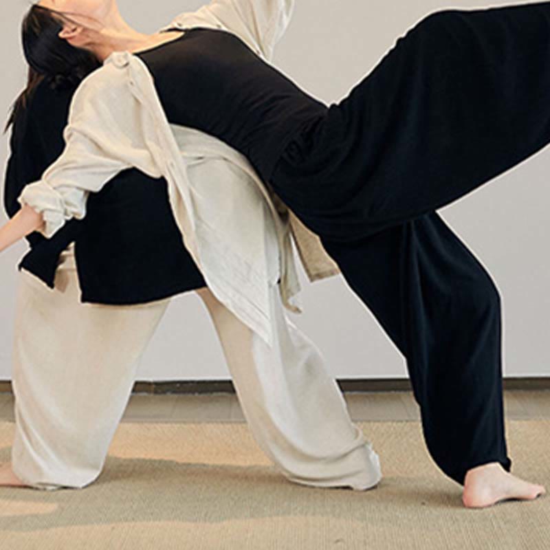 Manteau uni à manches longues avec Buddha Stones, veste, haut, pantalon large, vêtements de méditation, de yoga, de tai-chi zen - image 14